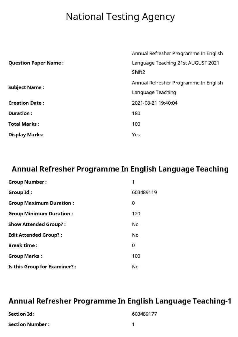 ARPIT 2021 Question Paper for Annual Refresher Programme in English Language Teaching - Page 1 of 52