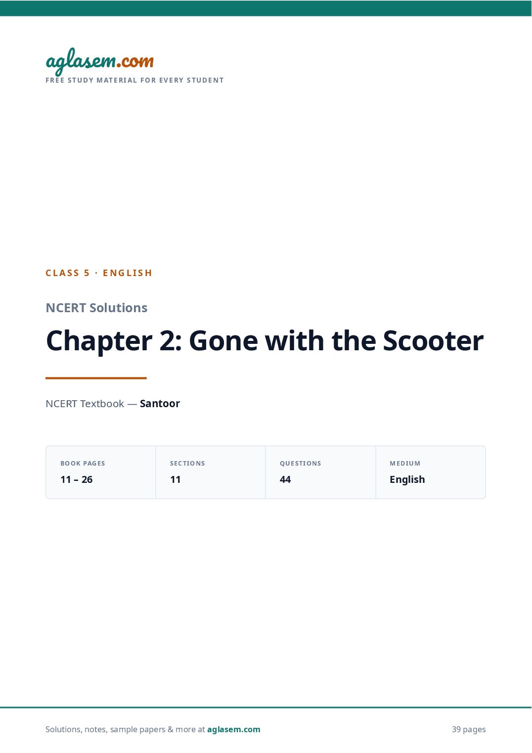NCERT Solutions Class 5 English Chapter 2 Gone with the Scooter - Page 1 of 40