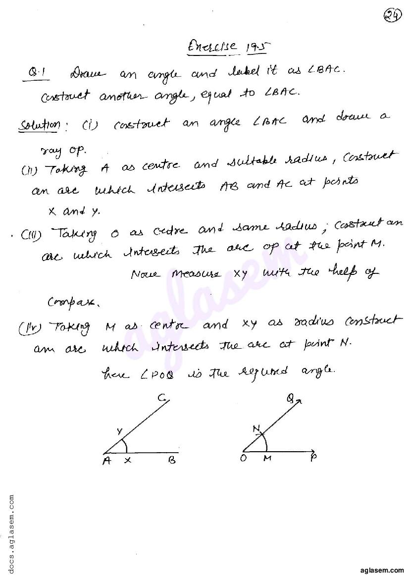 RD Sharma Solutions Class 6 Maths Chapter 19 Geometrical Constructions Exercise 19.5 - Page 1