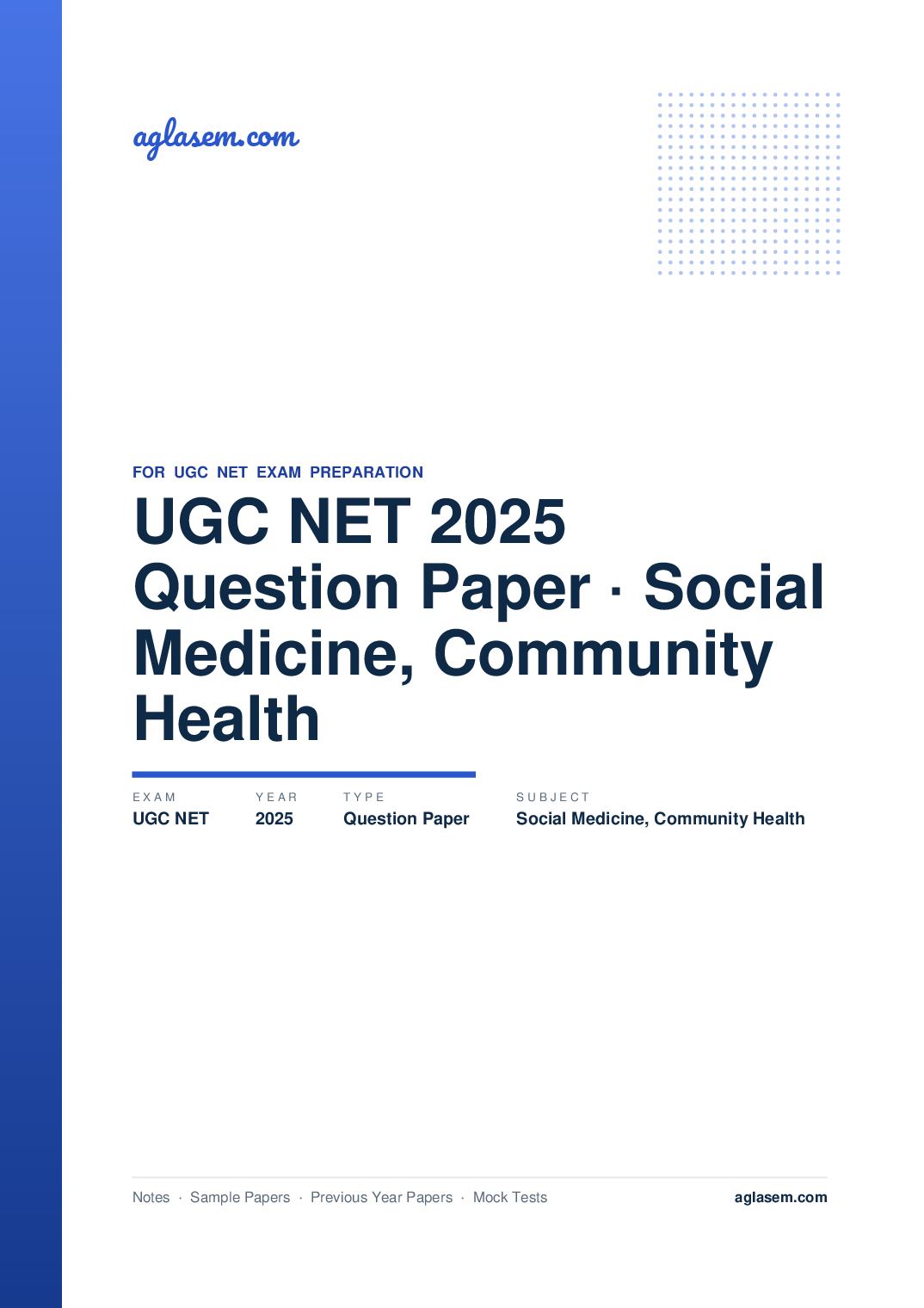 UGC NET 2025 Question Paper Social Medicine & Community Health - Page 1 of 133