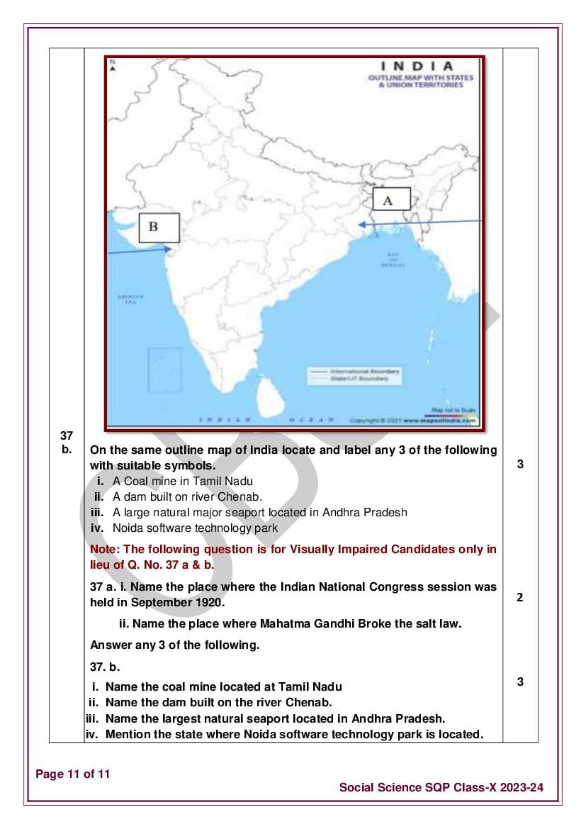 CBSE Class 10 Social Science Sample Paper 2024 (PDF With Solutions ...