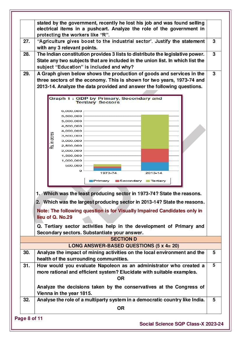 CBSE Class 10 Social Science Sample Paper 2024 (PDF) – With Solutions ...