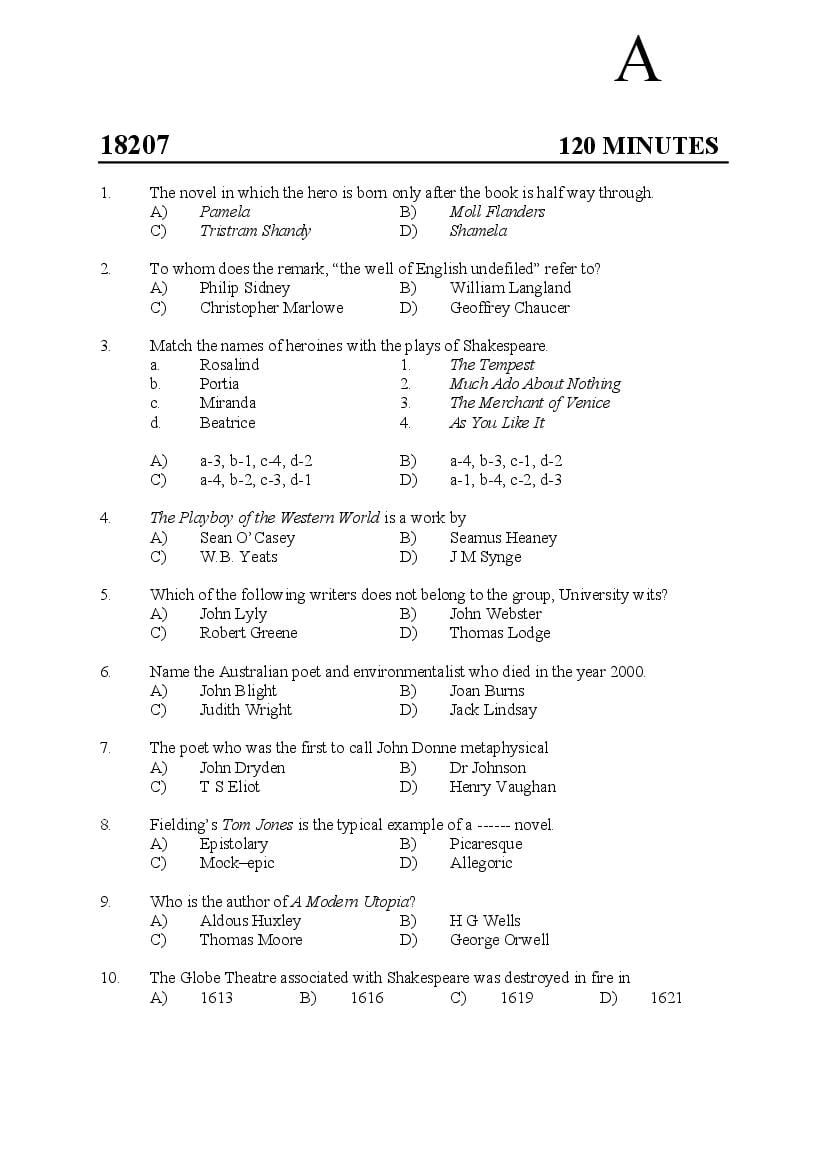 Kerala SET 2018 Feb Question Paper English