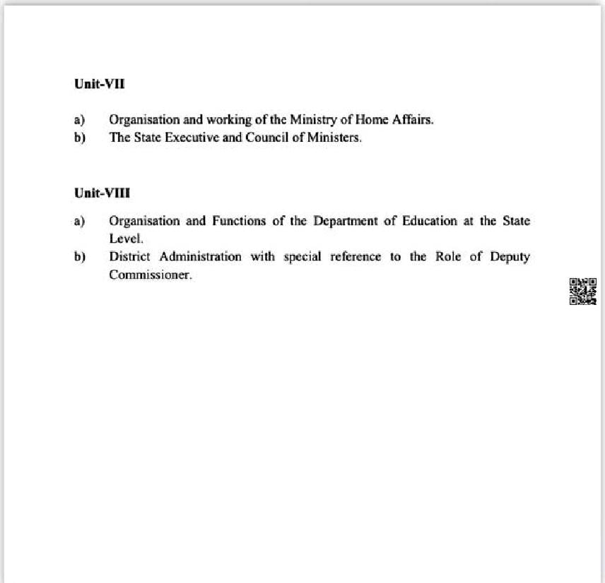 PSEB Class 11 Public Administration Syllabus (PDF)