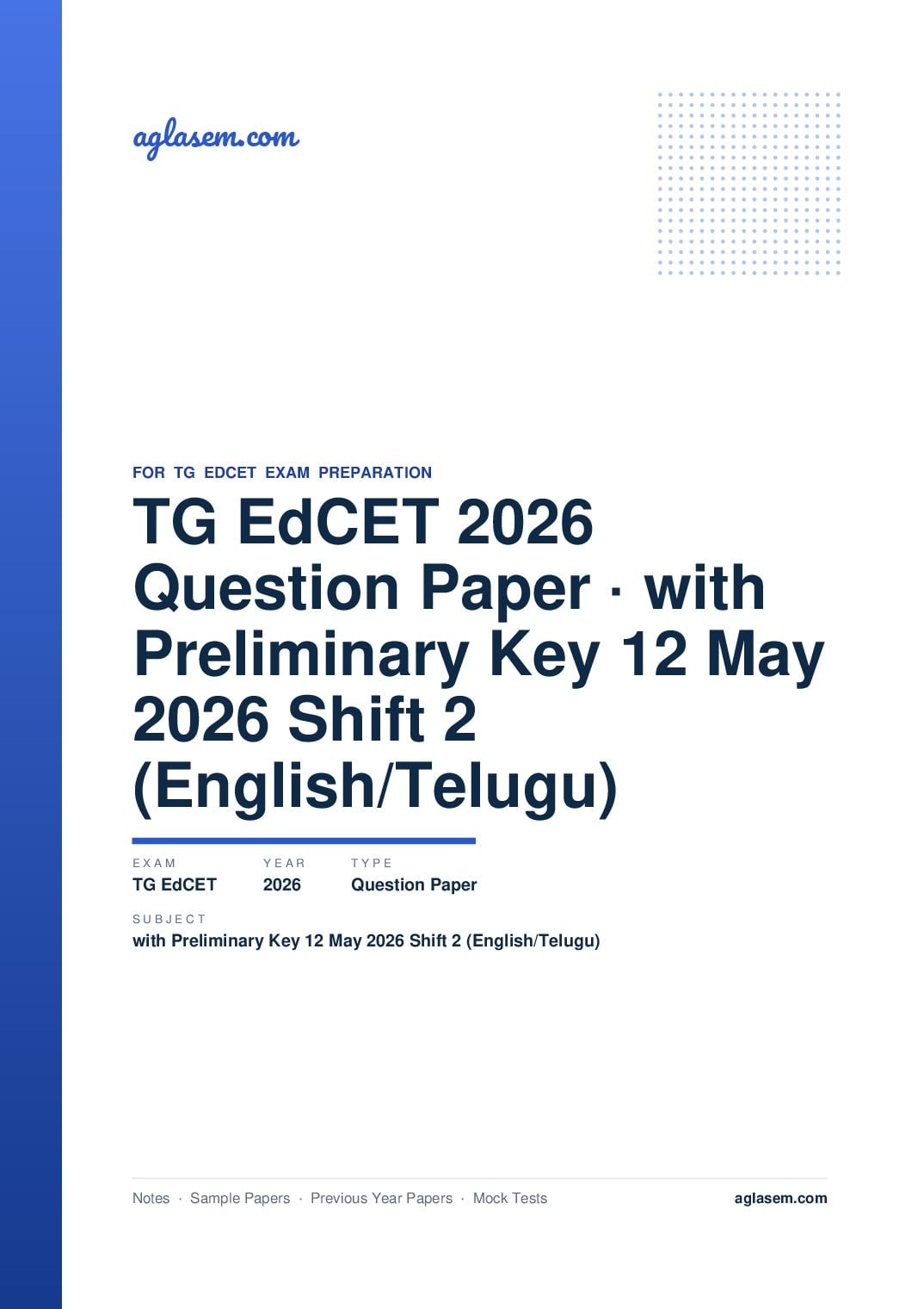 TG EdCET 2026 Question Paper with Preliminary Key 12 May 2026 Shift 2 (English/Telugu) - Page 1 of 115