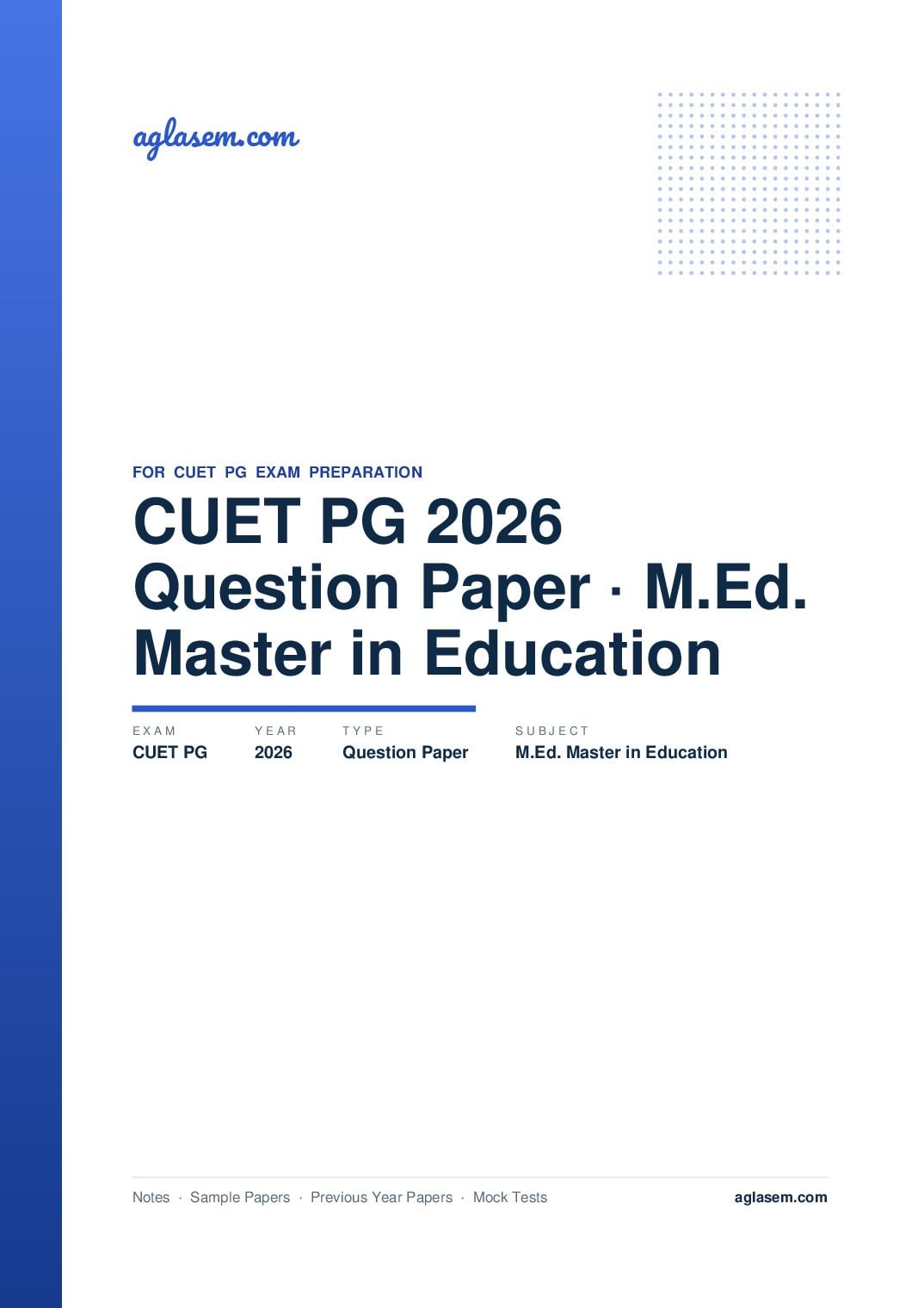 CUET PG 2026 Question Paper M.Ed. Master in Education - Page 1 of 62