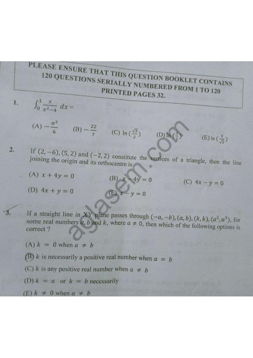 KEAM 2023 Question Paper Maths - Page 1