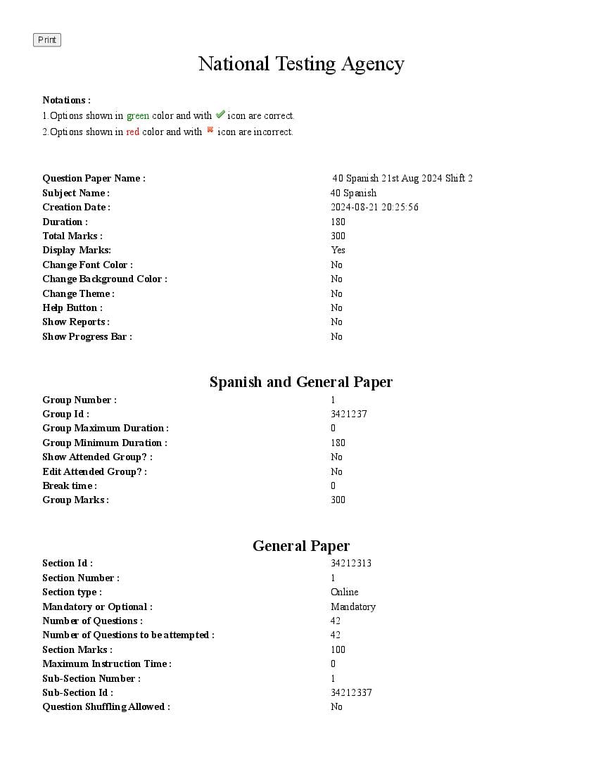UGC NET 2024 Question Paper Spanish - Page 1