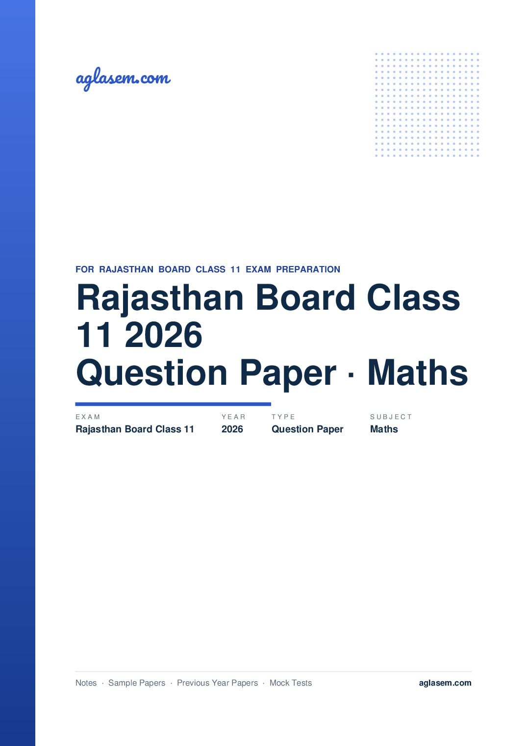 Rajasthan Board Class 11 Question Paper 2026 Maths - Page 1 of 5