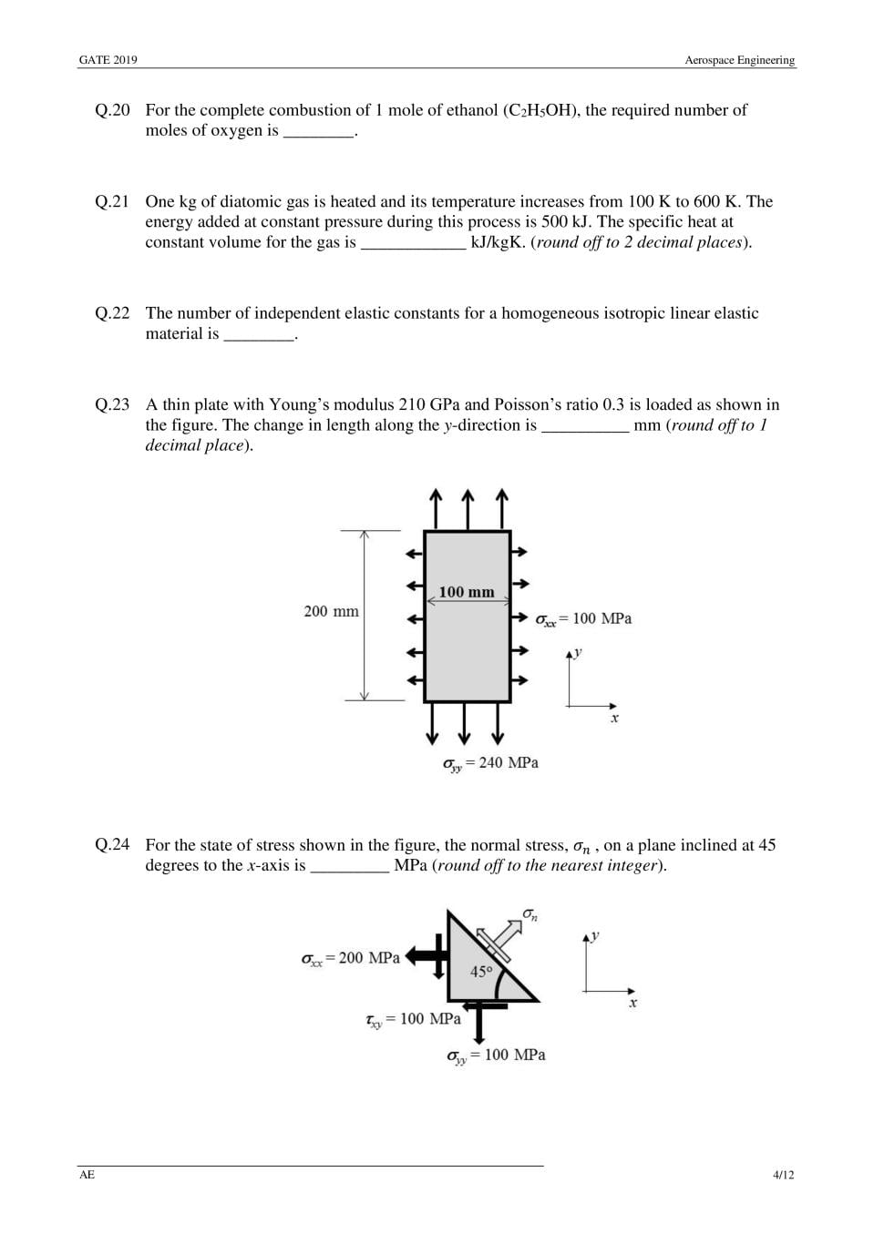 GATE 2019 Question Papers PDF with Answers (26 Papers)