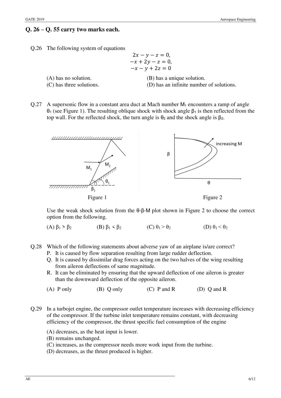 GATE 2019 Question Papers PDF with Answers (26 Papers)