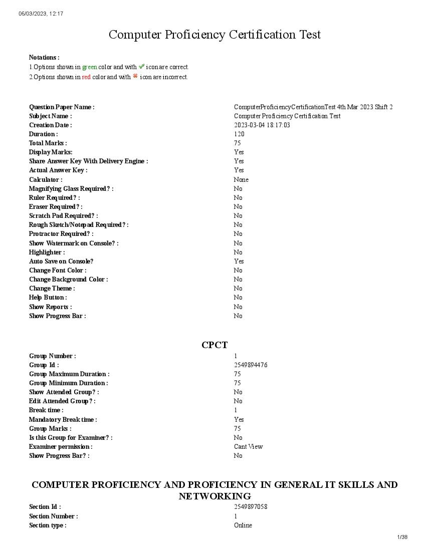 MP CPCT 4 Mar 2023 Question Paper Shift 2 - Page 1