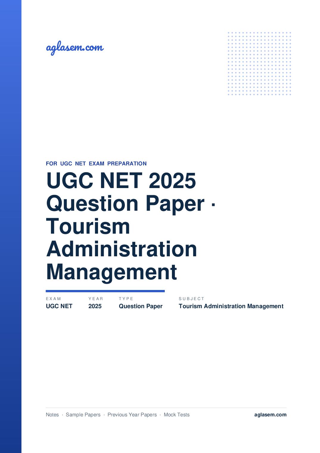 UGC NET 2025 Question Paper Tourism Administration and Management - Page 1 of 134