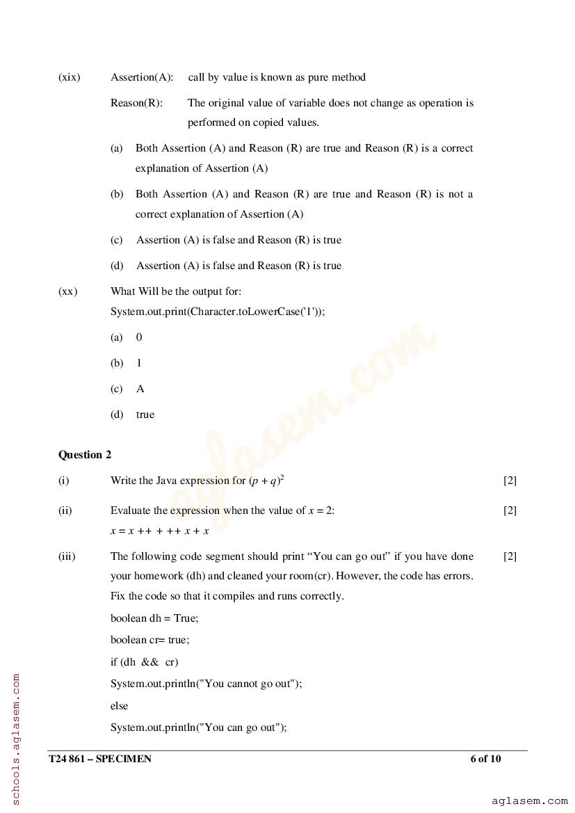 Icse Computer Application Specimen Paper 2024 Image To U