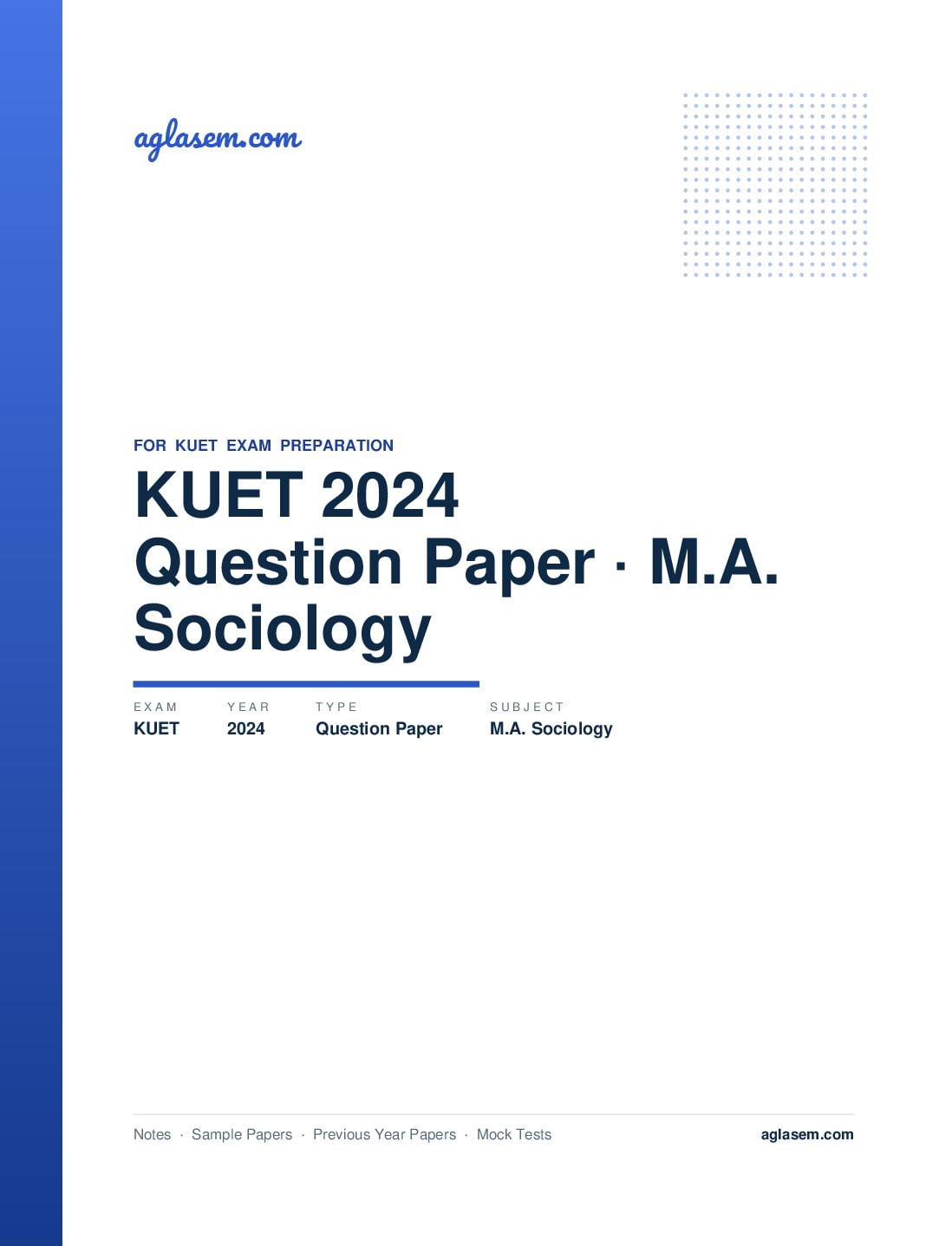 KUET 2024 Question Paper M.A. Sociology - Page 1 of 8