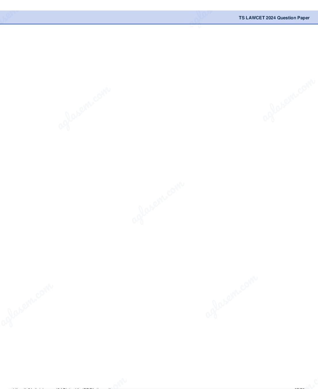 TS LAWCET 2024 Question Paper PDF (2 Papers, Answers Marked)