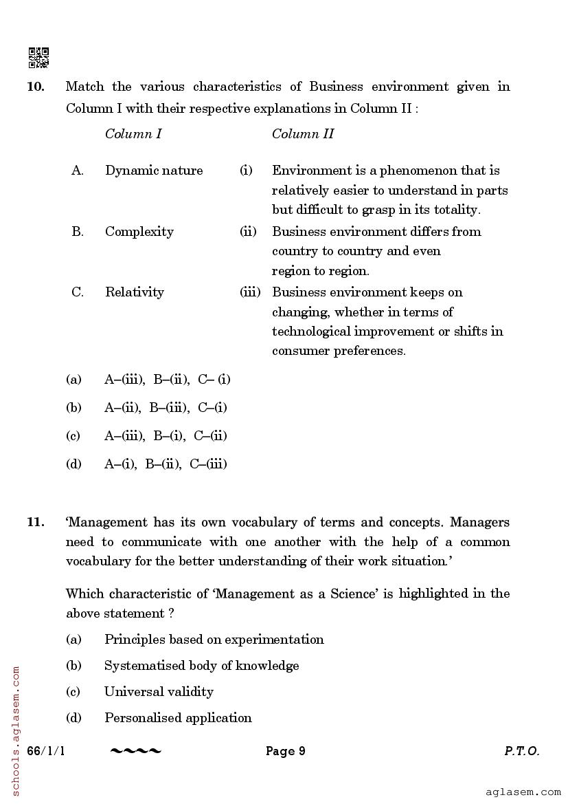 Class 12 Business Studies Question Paper 2023 PDF 12th Annual Exam 