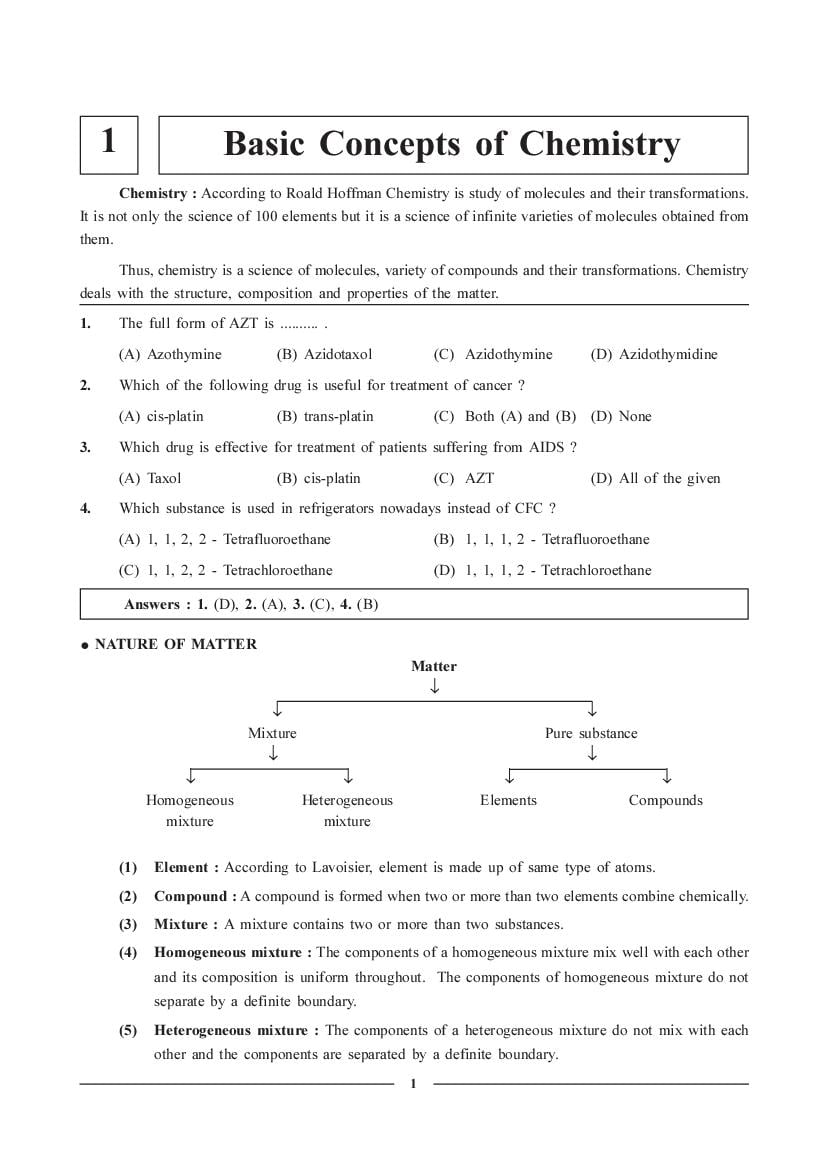 JEE NEET Chemistry Question Bank - Basic Concepts of Chemistry - Page 1