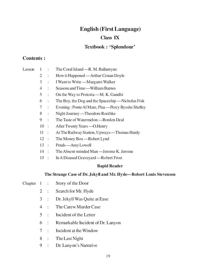 WBBSE Class 10 Syllabus for English - Page 1