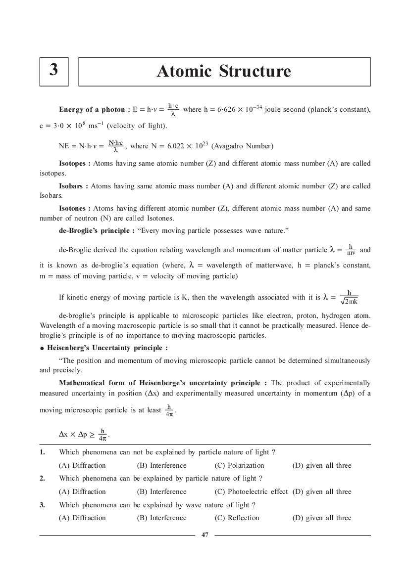 JEE NEET Chemistry Question Bank - Atomic Structure - Page 1