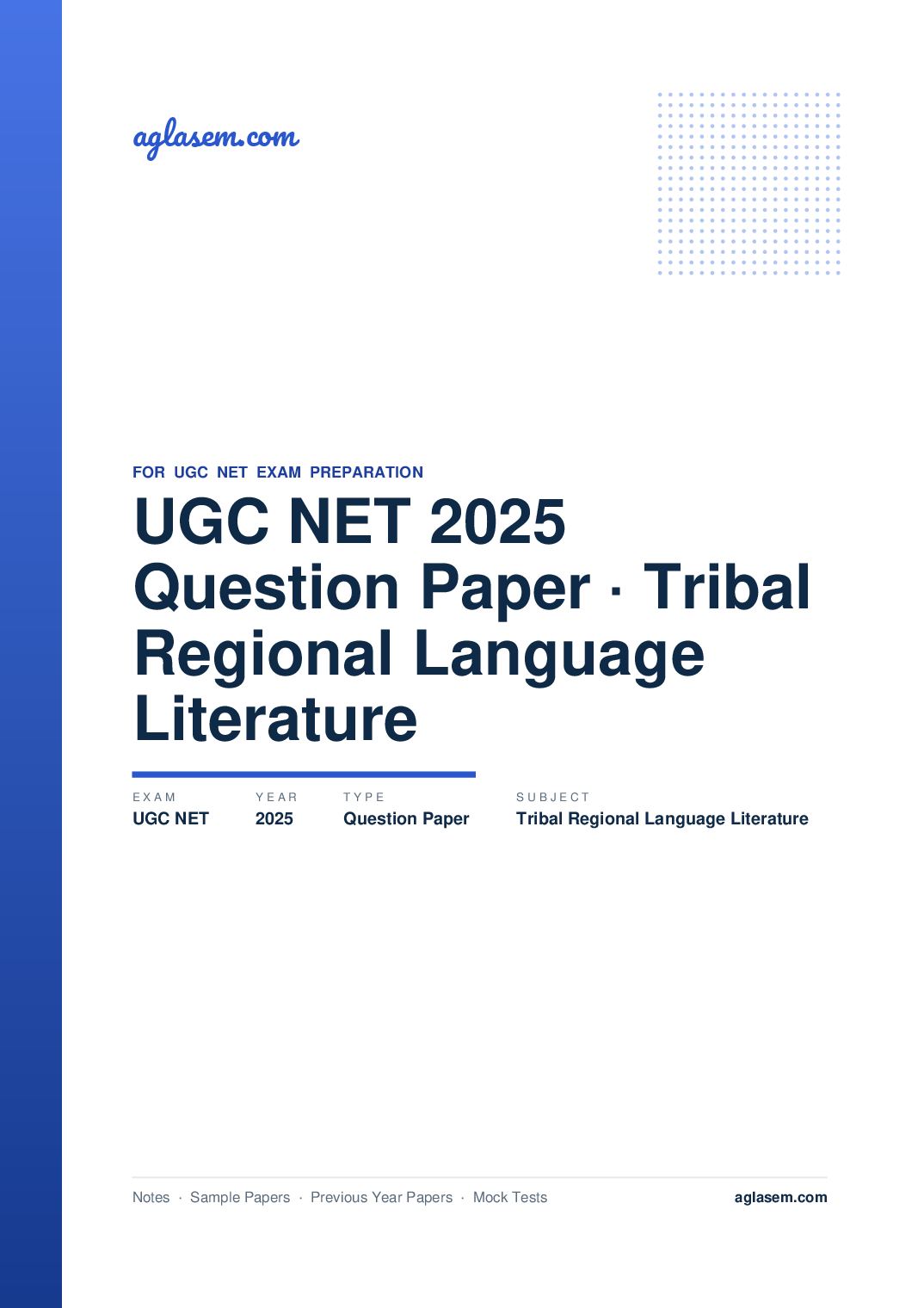 UGC NET 2025 Question Paper Tribal and Regional Language-Literature - Page 1 of 134