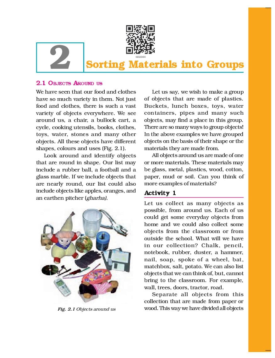 NCERT Book Class 6 Science Chapter 2 Sorting Materials into Groups - Page 1