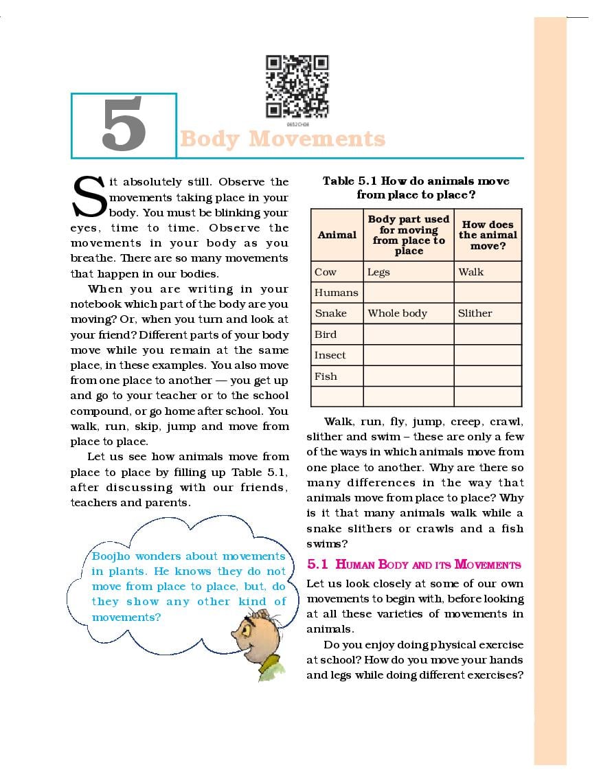 NCERT Book Class 6 Science Chapter 5 Body Movements - Page 1