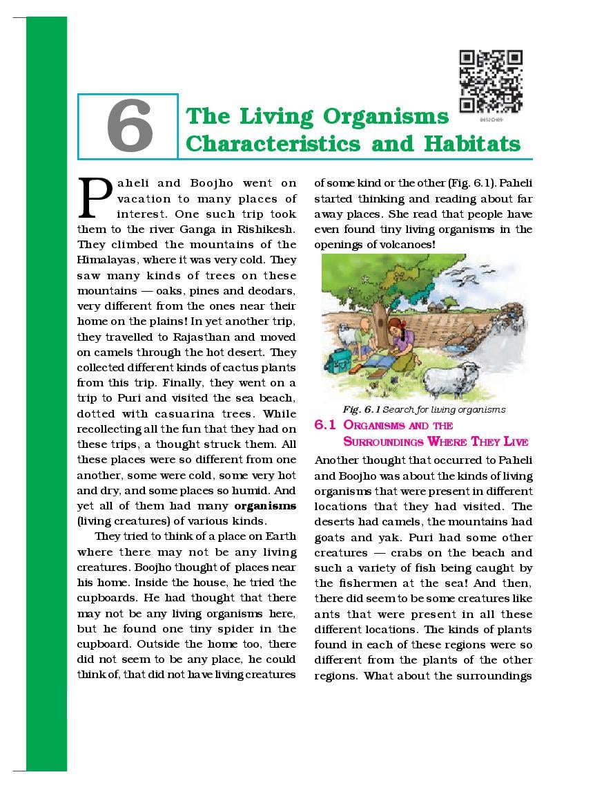 NCERT Book Class 6 Science Chapter 6 The Living Organisms Characteristics and Habitats - Page 1