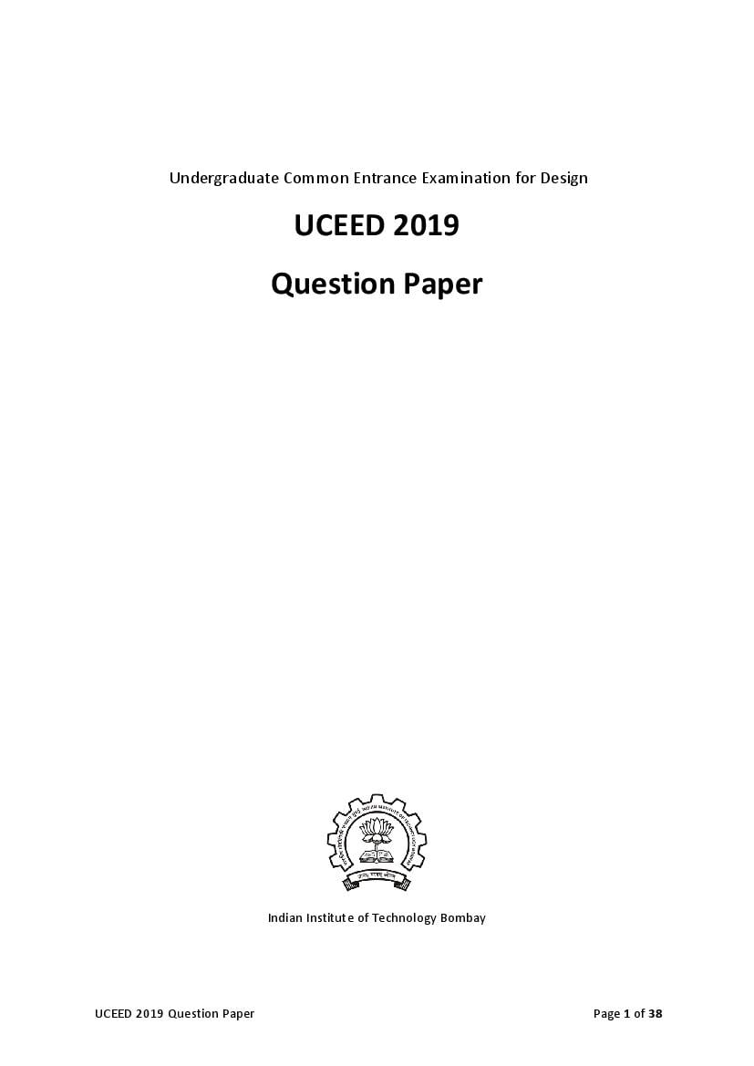 UCEED 2019 Question Paper - Page 1