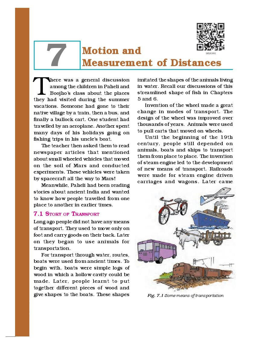 NCERT Book Class 6 Science Chapter 7 Motion and Measurements of Distances - Page 1