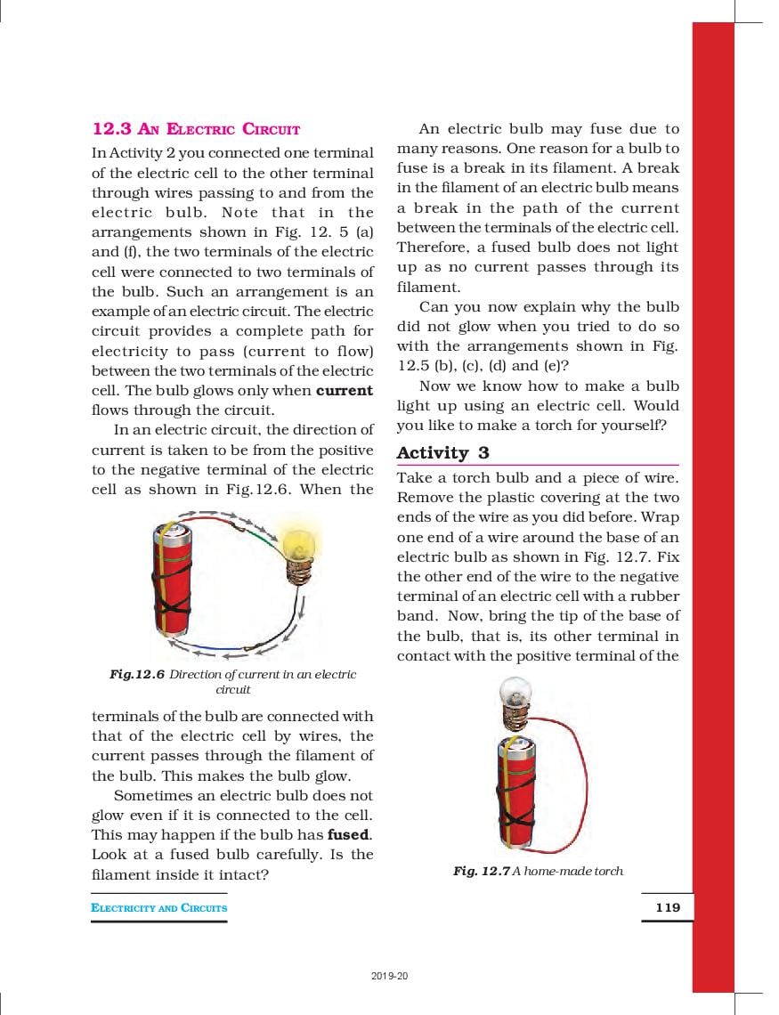 NCERT Book Class 6 Science Chapter 12 Electricity And Circuits