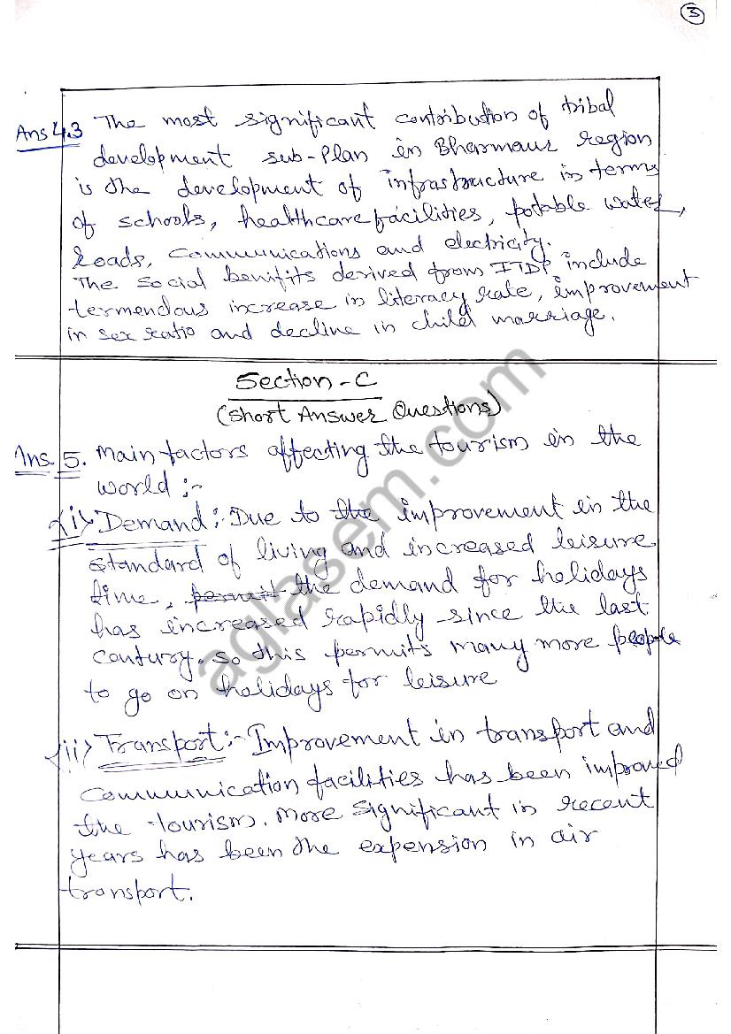 Class 12 Geography Answer Key / Solution For Term 2 CBSE Board Exam ...