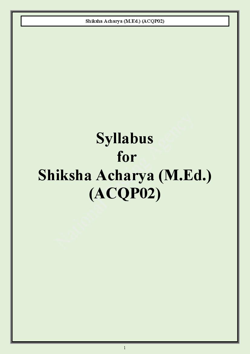 CUET PG 2024 Syllabus Shiksha Acharya M.Ed - Page 1