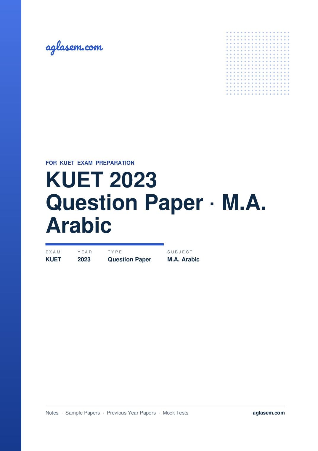 KUET 2023 Question Paper M.A. Arabic - Page 1 of 11
