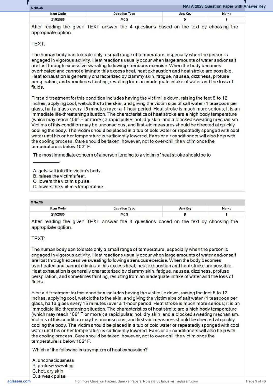 NATA 2023 Question Paper PDF (1st & 2nd Test, Shift-wise)