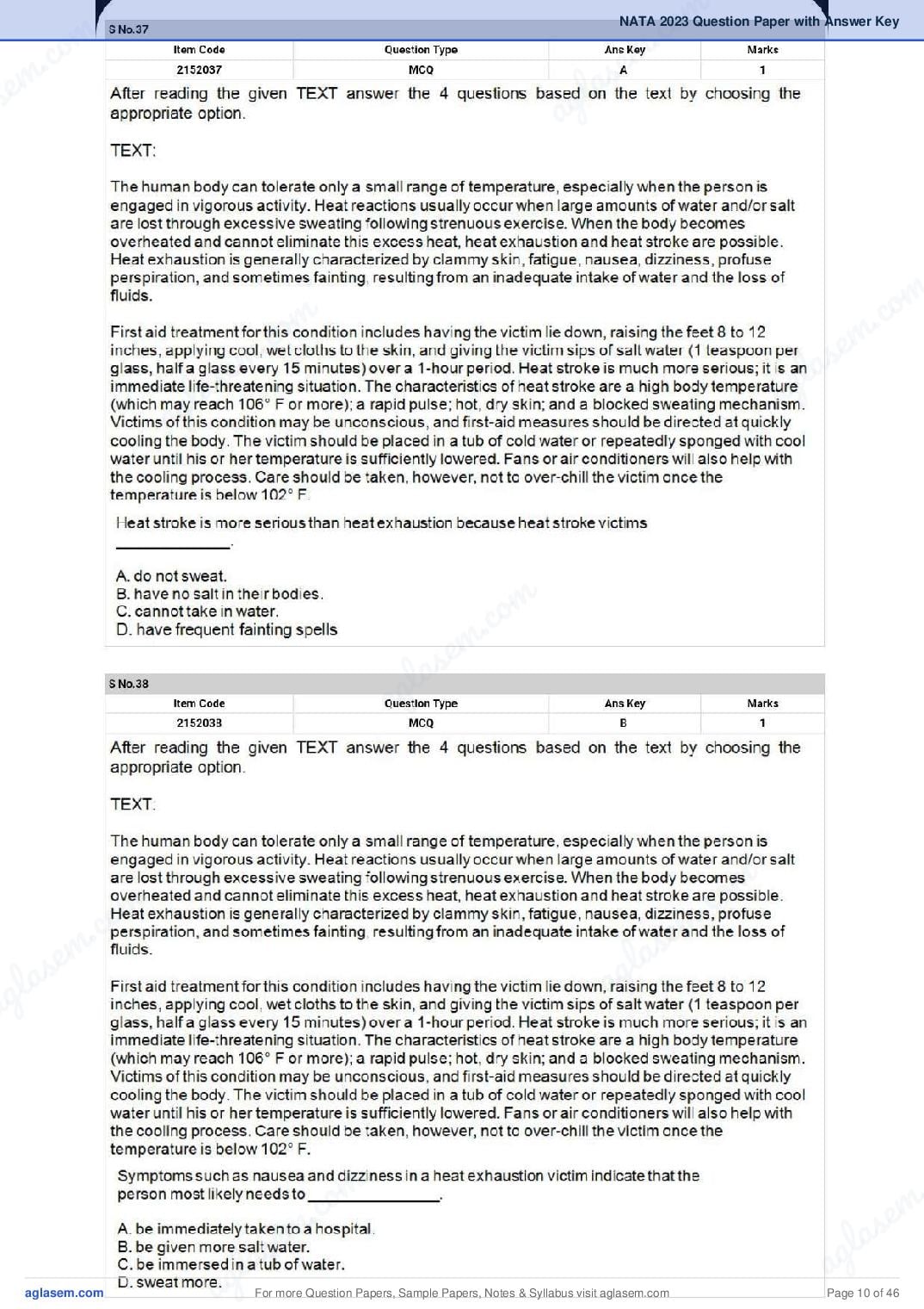 NATA 2023 Question Paper PDF (1st & 2nd Test, Shift-wise)