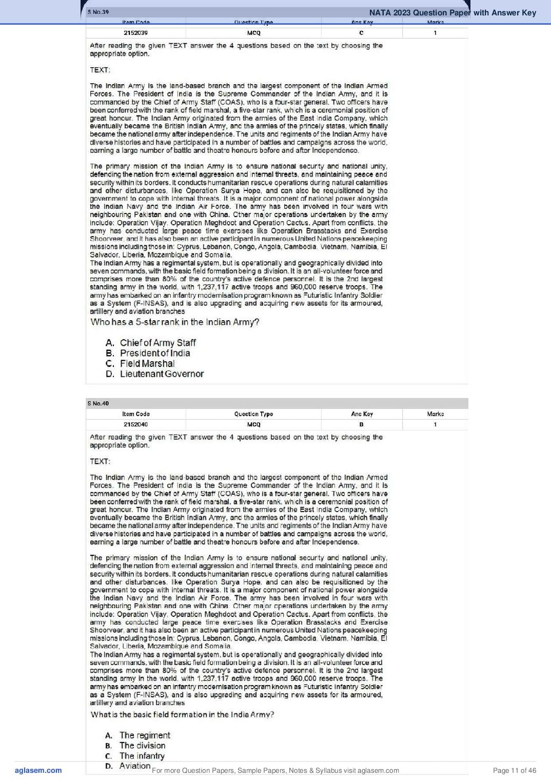 NATA 2023 Question Paper PDF (1st & 2nd Test, Shift-wise)