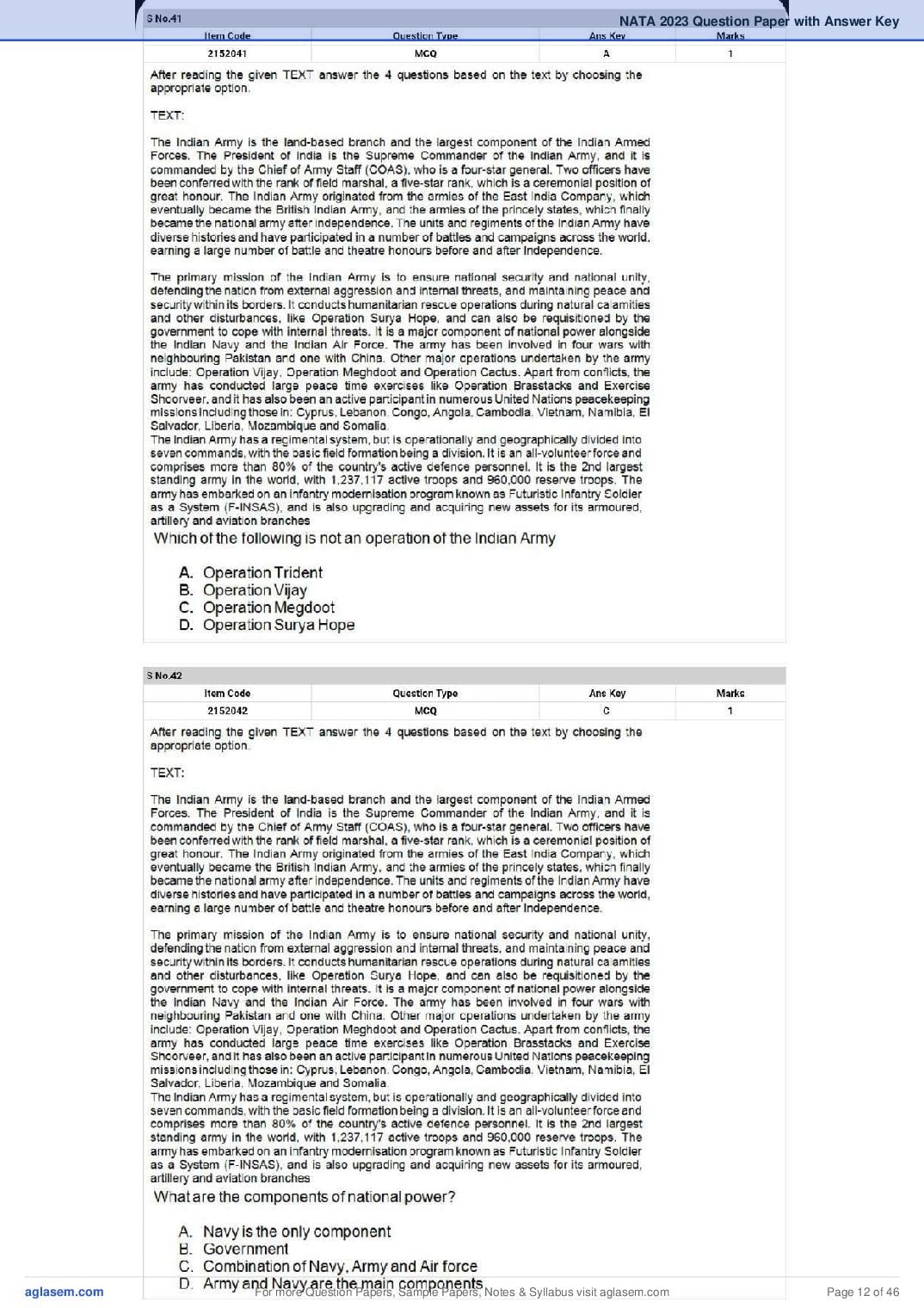 NATA 2023 Question Paper PDF (1st & 2nd Test, Shift-wise)
