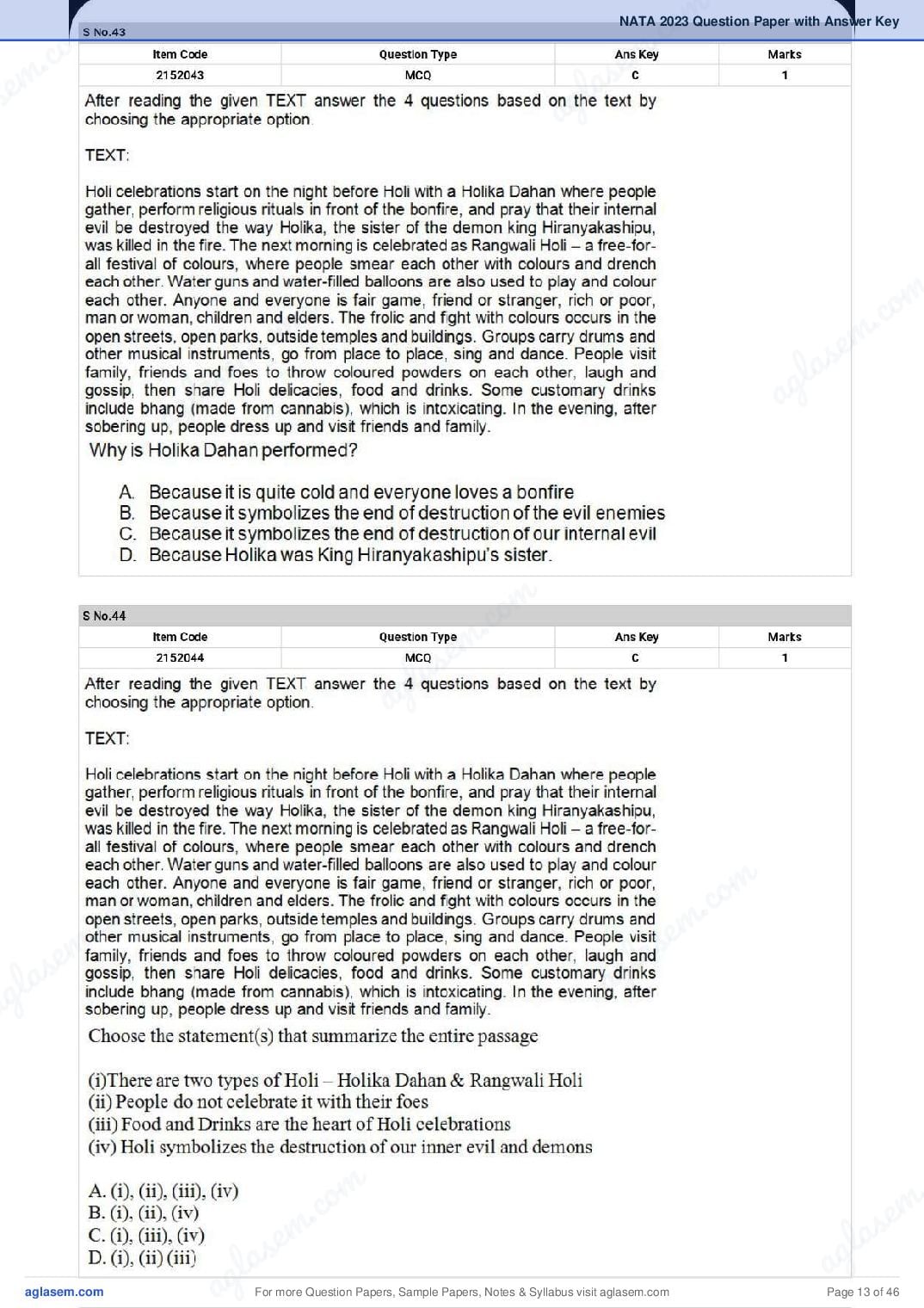 NATA 2023 Question Paper PDF (1st & 2nd Test, Shift-wise)