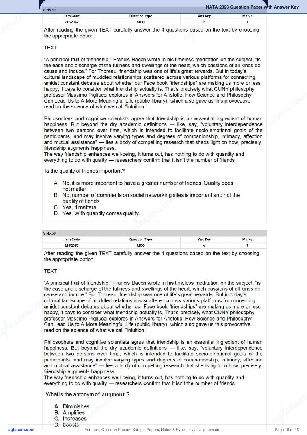 NATA 2023 Question Paper PDF (1st & 2nd Test, Shift-wise)