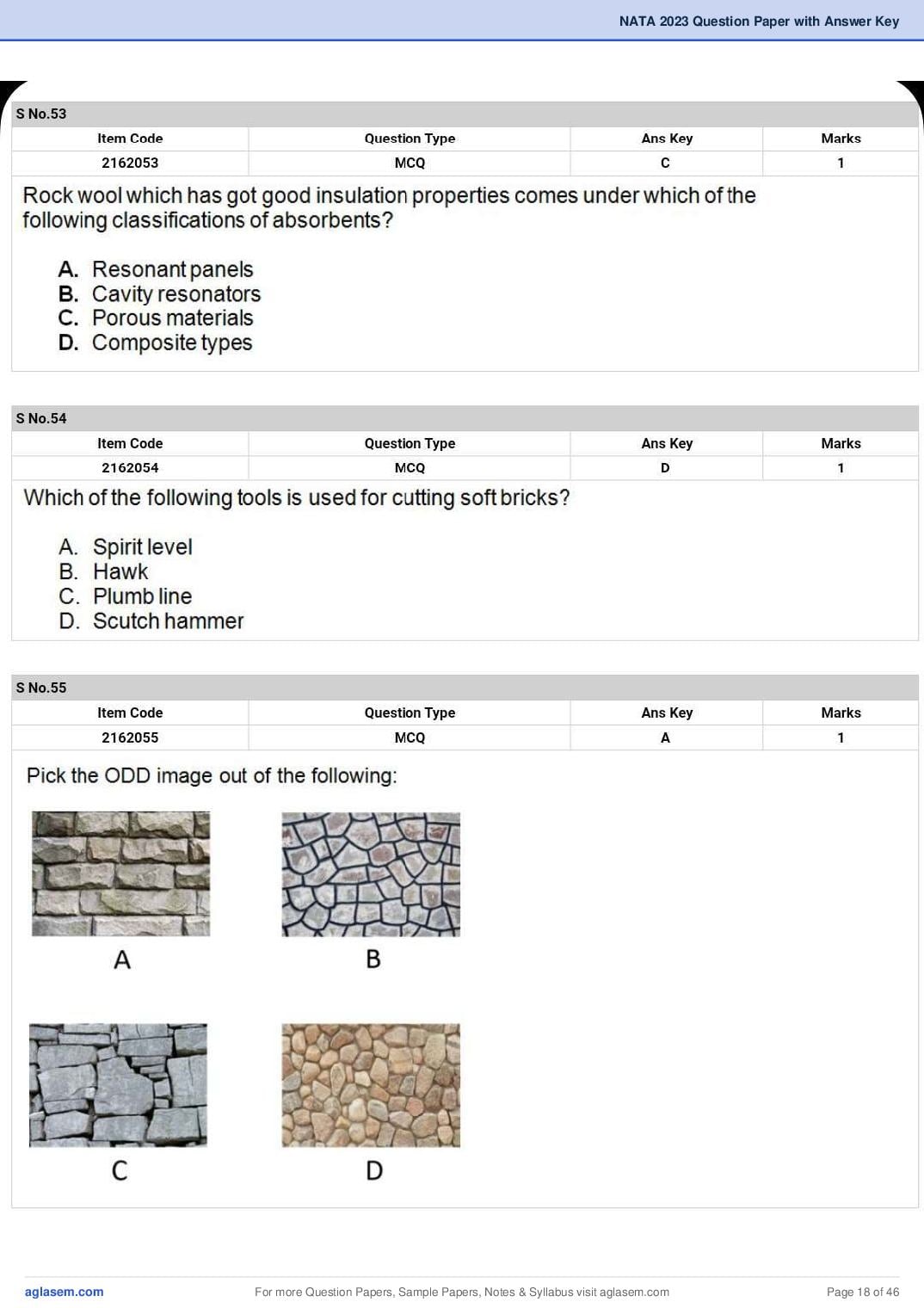 NATA 2023 Question Paper PDF (1st & 2nd Test, Shift-wise)