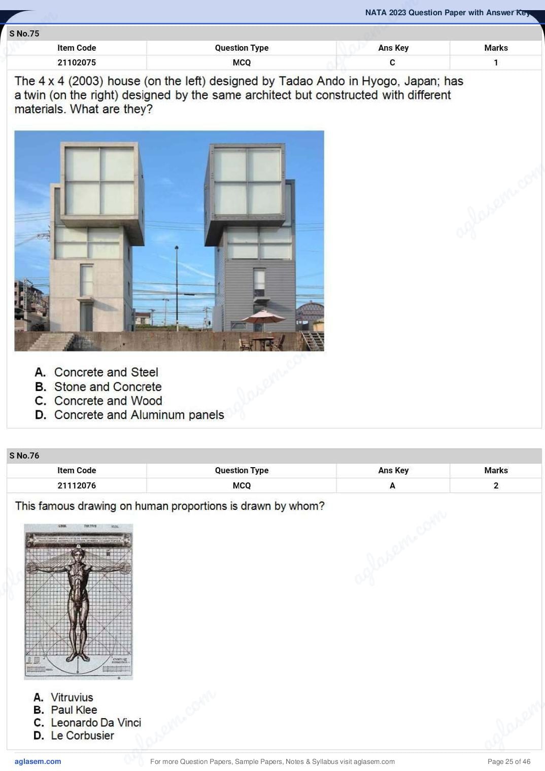 NATA 2023 Question Paper PDF (1st & 2nd Test, Shift-wise)