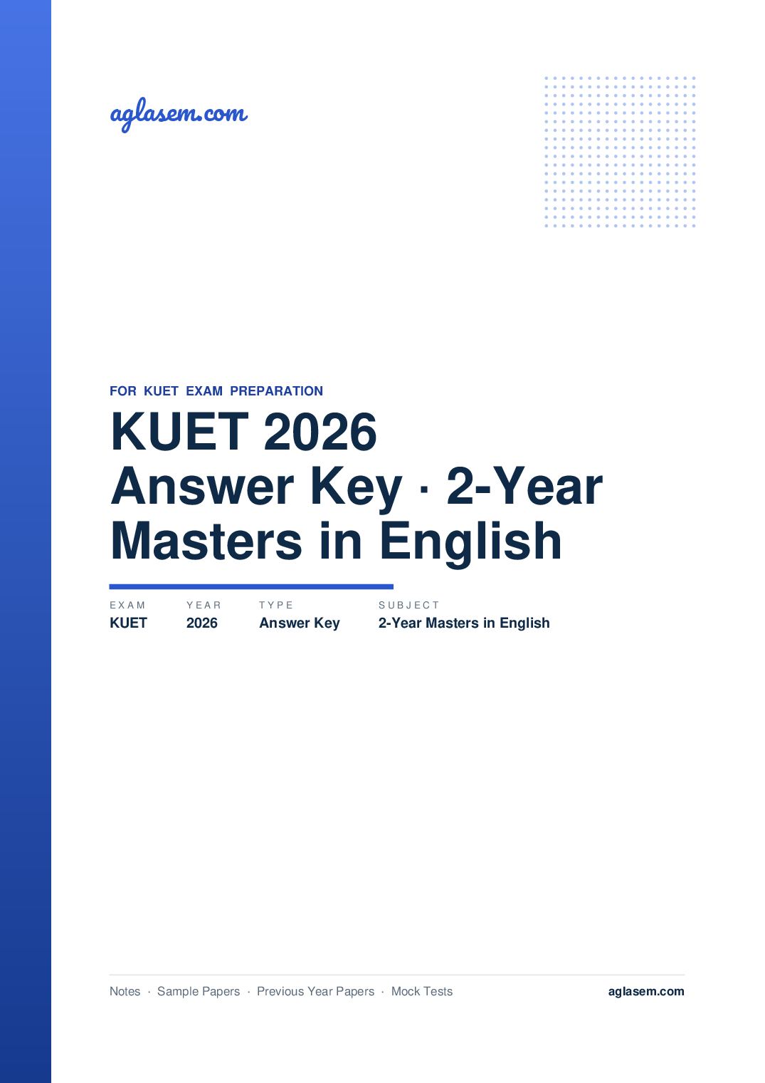 KUET 2026 Answer Key 2-Year Masters in English - Page 1 of 6