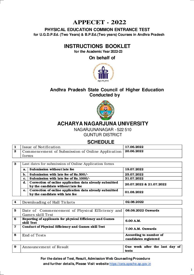 AP PECET 2022 Information Brochure - Page 1