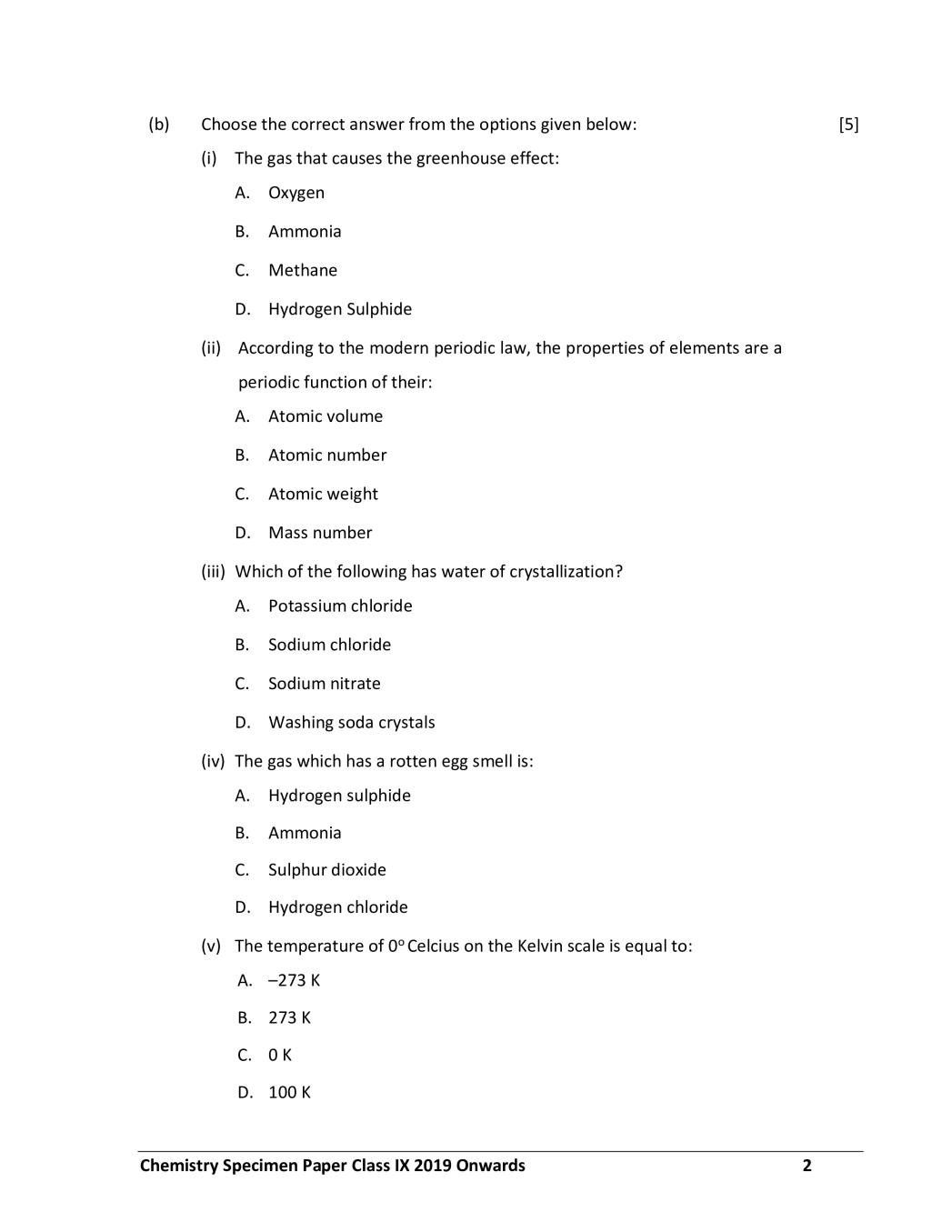 class 9 chemistry assignment question