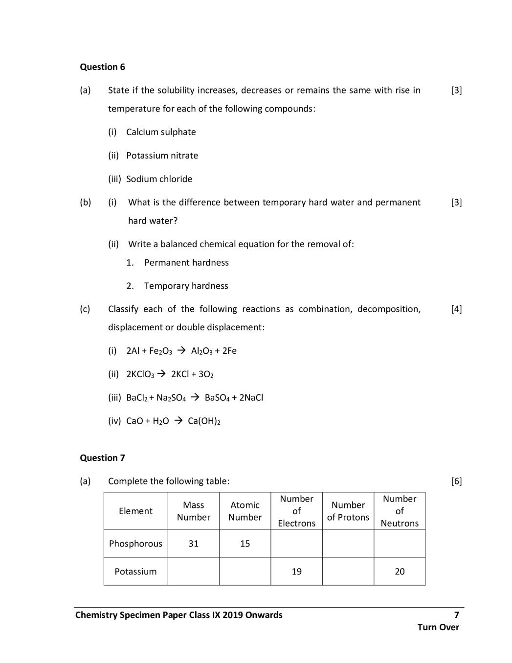 ICSE Class 9 Chemistry Sample Paper 2024 PDF NCERT Expert