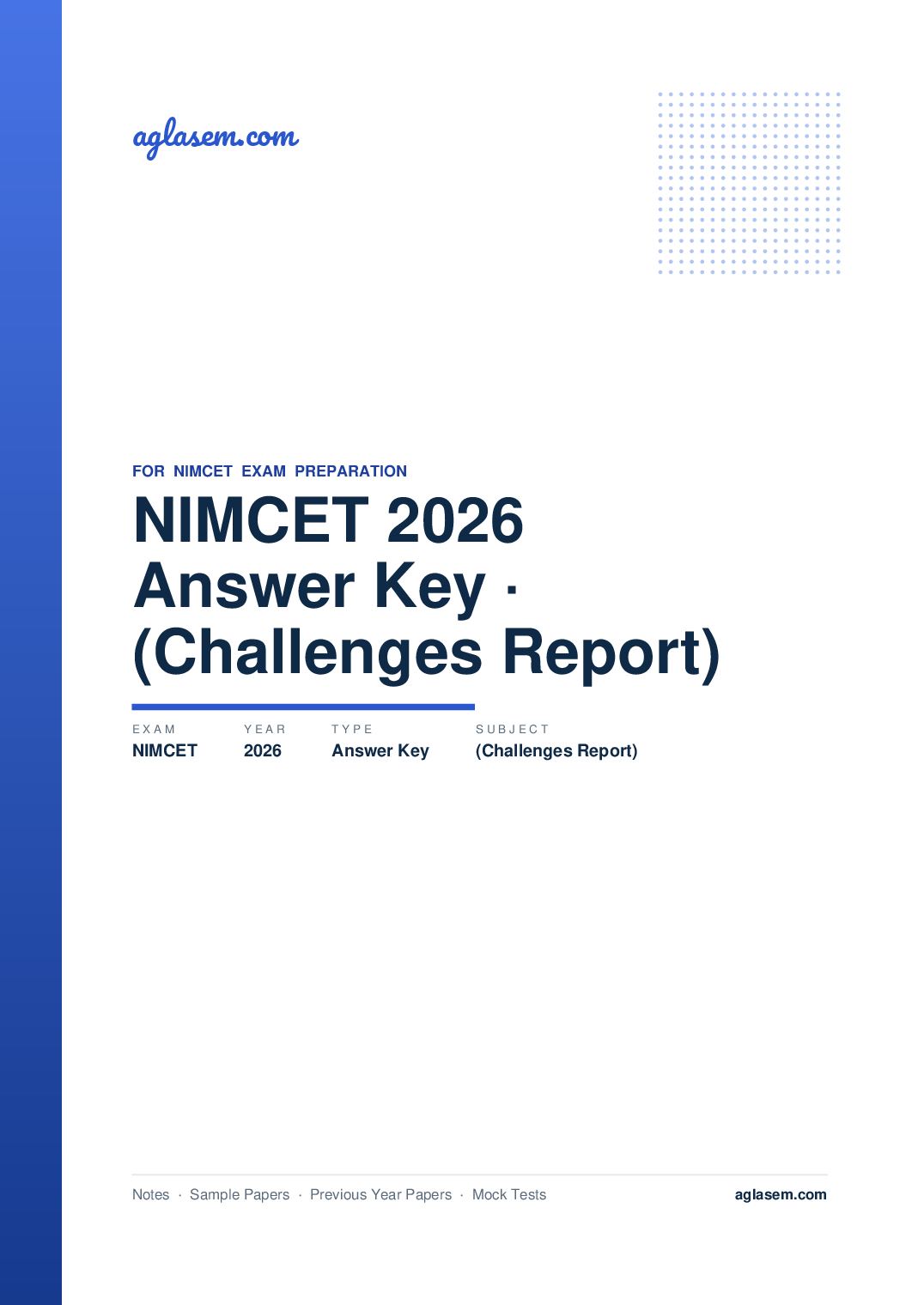 NIMCET 2026 Answer Key (Challenges Report) - Download PDF | AglaSem