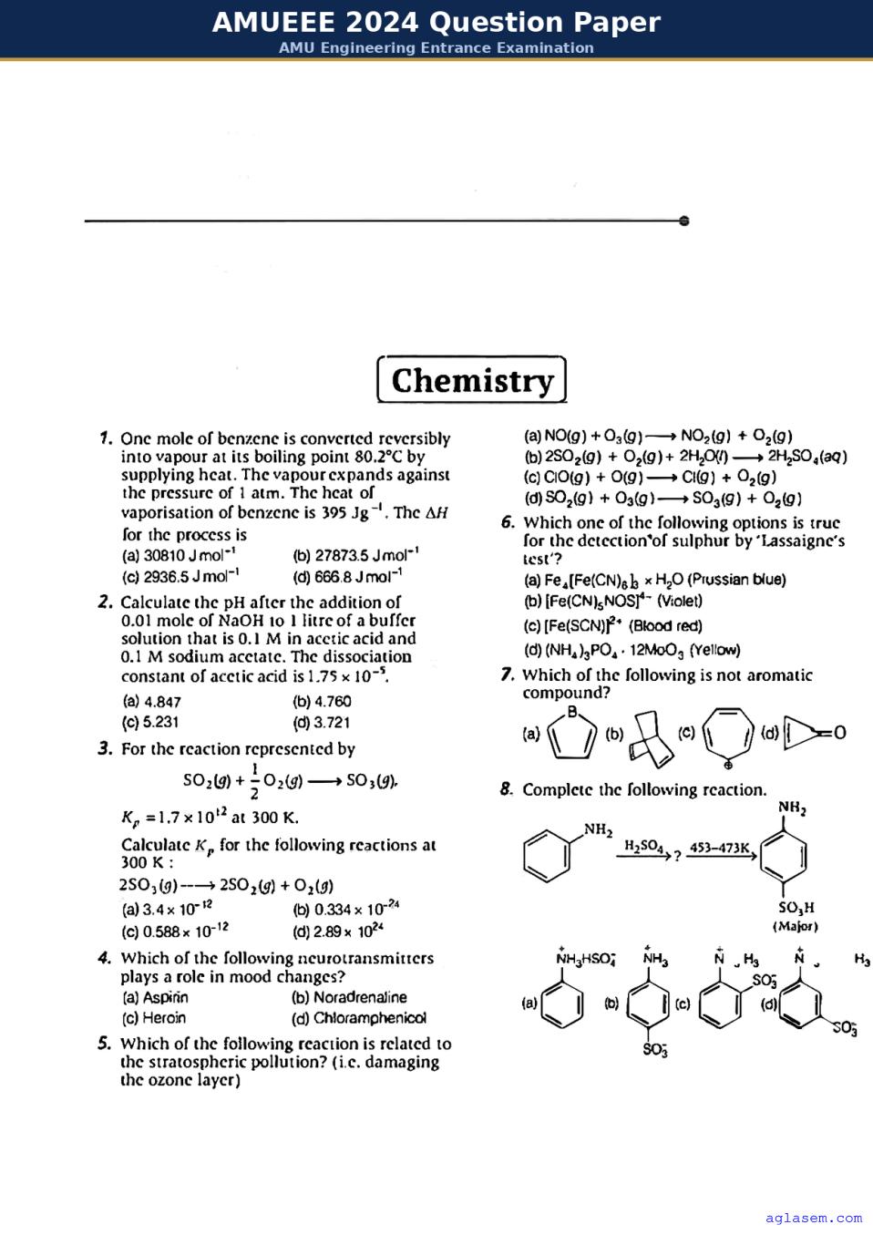 AMUEEE 2024 Question Paper - Page 1 of 13