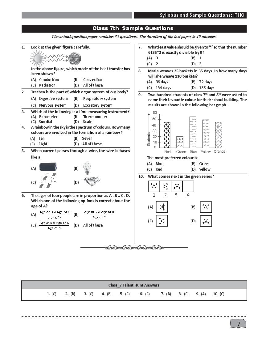 SilverZone iTHO Sample Paper Class 7 - Page 1 of 1