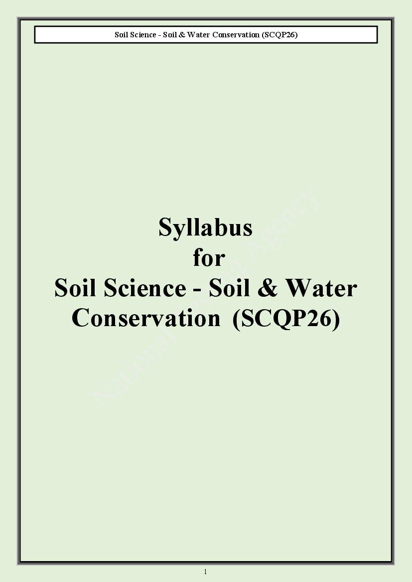 CUET PG 2024 Syllabus Soil Science Soil Water Conservation - Page 1